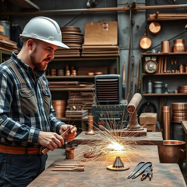 Contractor fabricating custom copper piece